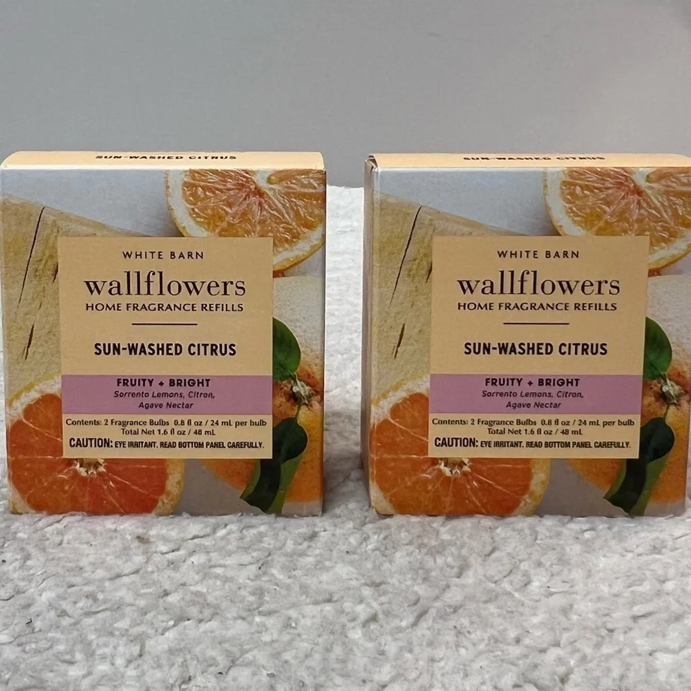 B&BW White Barn "Sun Washed Citrus'" Wallflowers Home Fragrance Refills 2 Boxes - Picture 3 of 7
